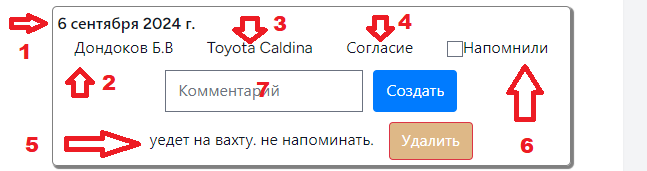 карточка календаря пролонгаций